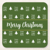 Business Green White-kerstbomen Uw Logo Kartonnen Onderzetters (Voorkant)