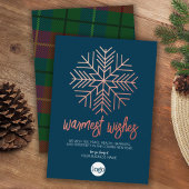 Business Greeting Blue Pset Warmest Wishes Roos Folie Feestdagenkaart