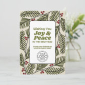 Business Greeting Joy & Peace Whimsical Branches Feestdagenkaart (Staand voorkant)