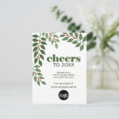 Business Greeting met botanische bladeren en logo  Feestdagenkaart (Staand voorkant)