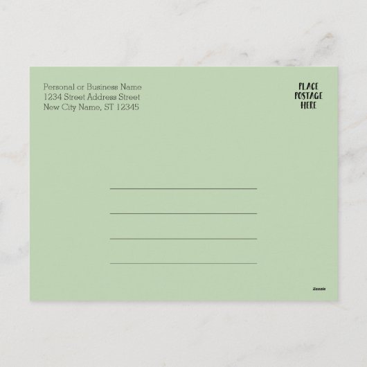 Business Greeting met botanische bladeren en logo  Feestdagenkaart (Achterkant)