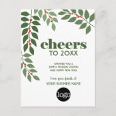 Business Greeting met botanische bladeren en logo  Feestdagenkaart (Voorkant)