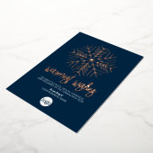 Business Greeting Navy - Warm Snowflake Roos Gold Folie Feestdagenkaart (Gedraaid)