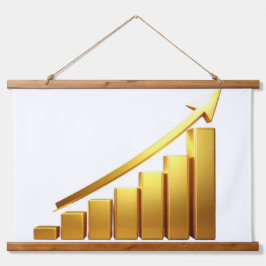Business Growth Concept with Golden Upward Chart Hangend Wandkleed