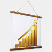 Business Growth Concept with Golden Upward Chart Hangend Wandkleed (Gebogen)