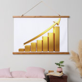 Business Growth Concept with Golden Upward Chart Hangend Wandkleed (Slaapkamer)