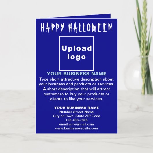 Business Halloween Blue Folded Holiday Card Feestdagen Kaart (Voorkant)