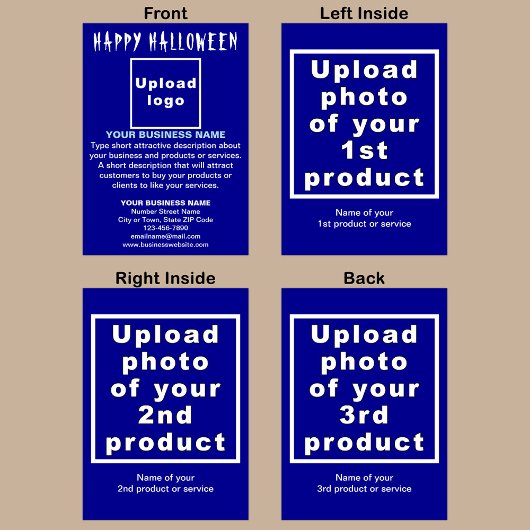 Business Halloween Blue Folded Holiday Card Feestdagen Kaart