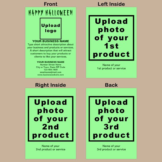 Business Halloween Light Green Folded Greeting Kaart