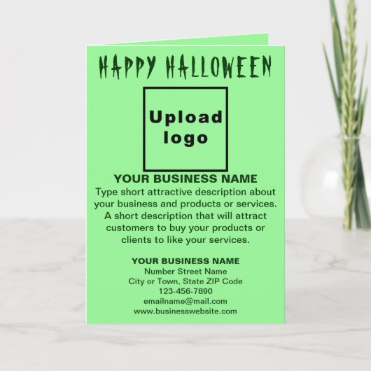 Business Halloween Light Green Folded Holiday Card Feestdagen Kaart (Voorkant)