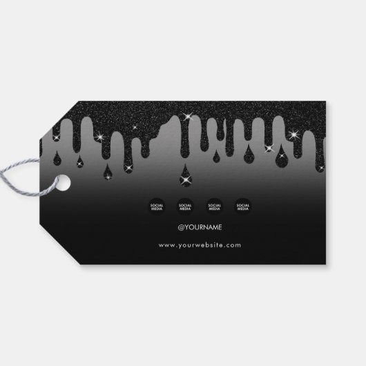 Business Hang Label Kleding Swing Label Zwart Glit Cadeaulabel (Achterkant Horizontaal)