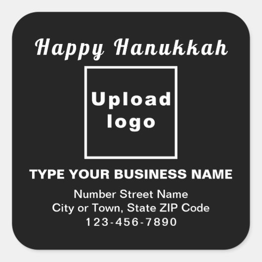 Business Hanukkah Black Square Sticker (Voorkant)