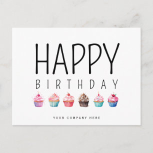 Business Happy Birthday Cupcake Toevoegen aan Logo Briefkaart