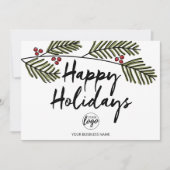 Business Happy Holiday Rustic Pine Tree Branches Feestdagenkaart (Voorkant)