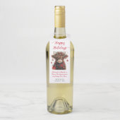 Business Happy Holidays Cute Festive Highland Cow Flessenhanger (Op fles)