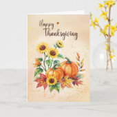 Business Happy Thanksgiving Sunflowers Pumpkins Kaart (Gele Bloem)
