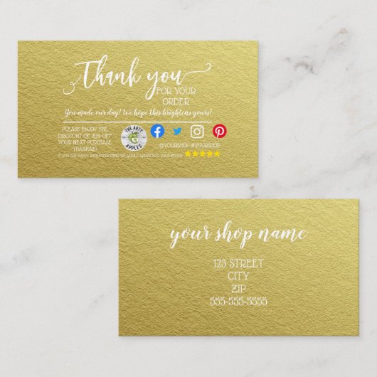 Business Hartelijk dank voor uw goudverpakking voo Aanbevelingskaartje (Voorkant / Achterkant)
