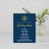 Business Holiday Cheer Party - moderne sneeuwvlok Folie Uitnodiging Briefkaart (Staand Voorkant)