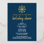 Business Holiday Cheer Party - moderne sneeuwvlok Folie Uitnodiging Briefkaart (Voorkant)