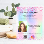 Business holographic qr code instagram flyer<br><div class="desc">Personaliseer en voeg jouw naam,  adres,  jouw tekst,  foto,  uw eigen QR code aan uw instagramrekening toe. Blush roze,  paars,  roos goud,  munt groen,  holografie met faux glitter sparkles.</div>