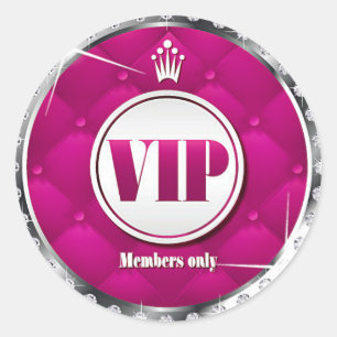 Business Hot Pink Diamond VIP Ronde Sticker