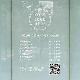 Business Hours Logo Create QR Code White Lettering Raamsticker