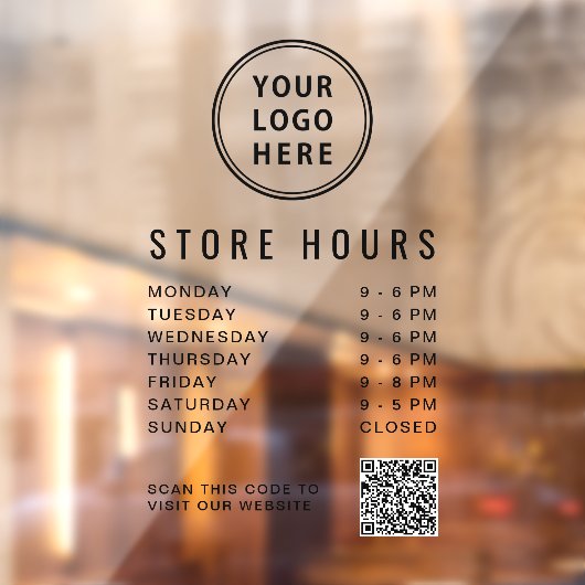 Business Hours Logo Create Your QR Code Raamsticker (Vel 2)