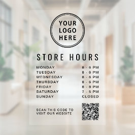Business Hours Logo QR Code Raamsticker