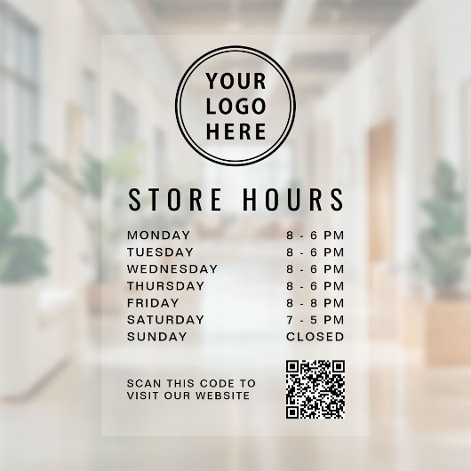 Business Hours Logo QR Code Raamsticker