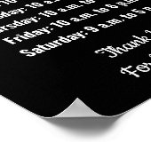 Business Hours of Operation Black & White Template Poster (Hoek)