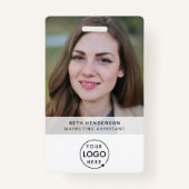 Business ID Card | Modern Large Photo Employee Badge (Voorkant)