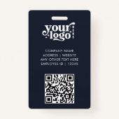 Business ID Card QR Modern Large Photo Employee Badge (Achterkant)