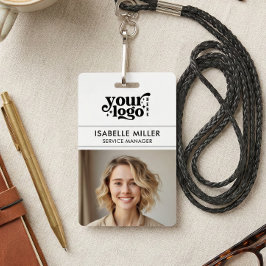 Business ID Card QR Modern Large Photo Employee Badge