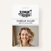 Business ID Card QR Modern Large Photo Employee Badge (Voorkant)