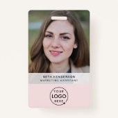 Business ID Kaart | Blush Pink Girly Moderne Perso Badge (Voorkant)