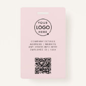 Business ID Kaart | Blush Pink Girly Moderne Perso Badge (Achterkant)