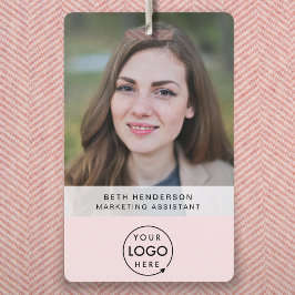Business ID Kaart | Blush Pink Girly Moderne Perso Badge