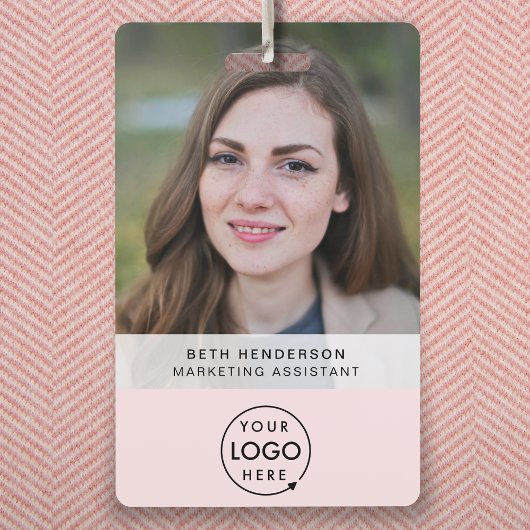 Business ID Kaart | Blush Pink Girly Moderne Perso Badge