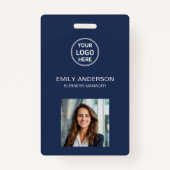 Business ID Kaart Modern Logo Photo Staff Navy Badge (Voorkant)