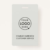 Business ID Logo | Modern grijs personeel Badge (Voorkant)