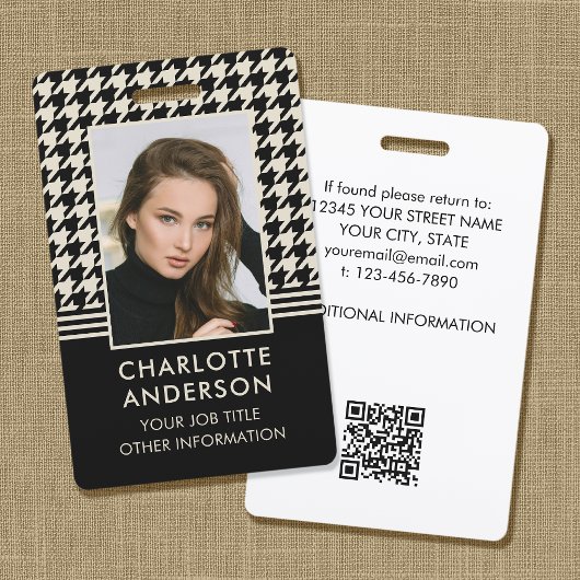 Business ID Medewerker Foto Houndstooth Off-white Badge