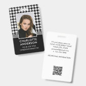 Business ID Medewerker Foto Houndstooth Zwart Wit Badge (Voor- en achterkant)