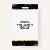 Business-id voor Black en Gold Waterverf Badge (Achterkant)