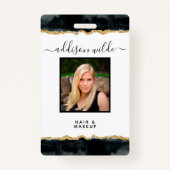 Business-id voor Black en Gold Waterverf Badge (Voorkant)
