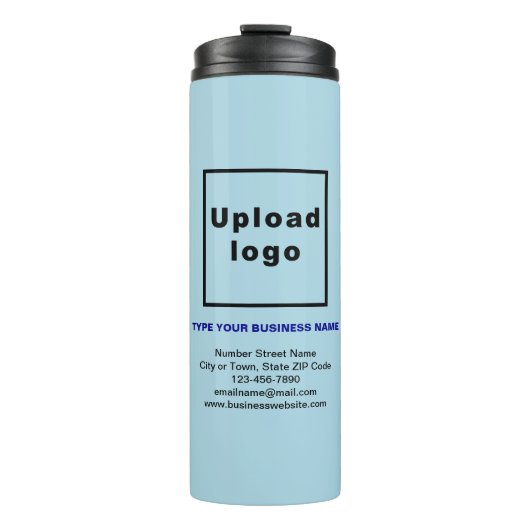 Business Information Light Blue Thermal Tumbler Thermosbeker (Voorkant)