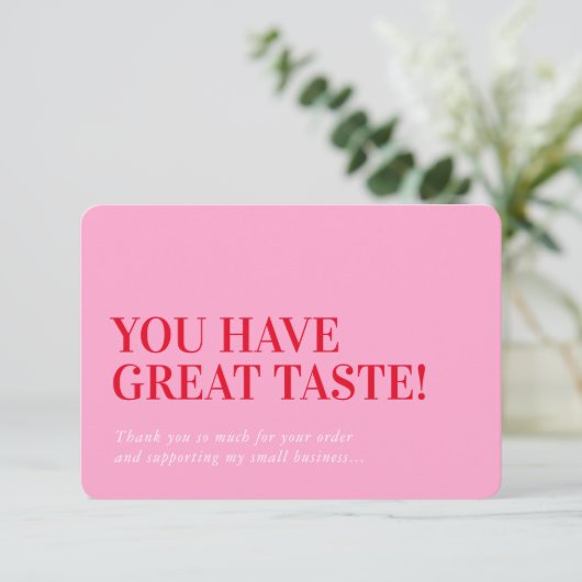 BUSINESS INSERT modern dank u schattig rood roze Bedankkaart (Staand voorkant)