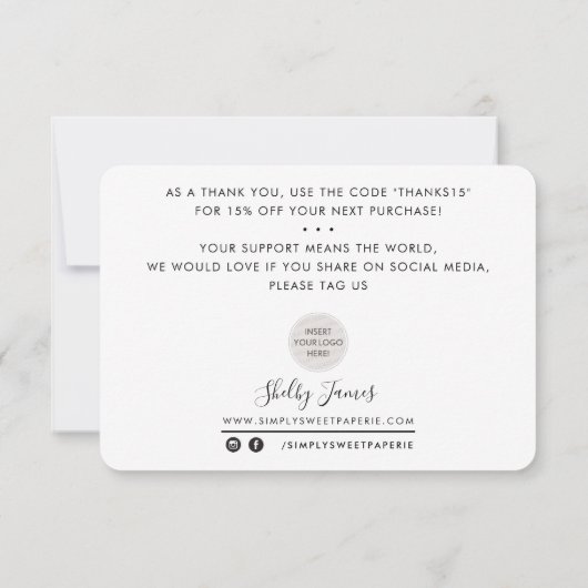 BUSINESS INSERT modern dank u schattig rood roze Bedankkaart (Achterkant)