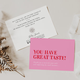 BUSINESS INSERT modern dank u schattig rood roze Bedankkaart