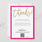 BUSINESS INSERT moderne chique glitter script roze Bedankkaart (Voorkant)