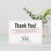 BUSINESS INSERT moderne minimale streep blush roze Bedankkaart (Staand voorkant)